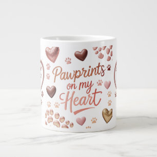 Grande Tasse Pawprints on My Heart - Jumbo Pet Lover Mug