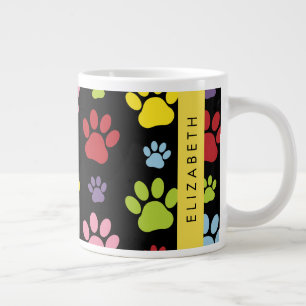 Grande Tasse Paws Colorés, Motif Paw, Paws Chiens, Votre Nom