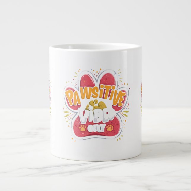 Grande Tasse Pawsitive Vibes Only Paw Print Mug (Devant)