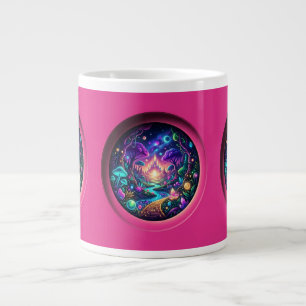 Grande Tasse Paysage de fantaisie de portail néon psychédélique