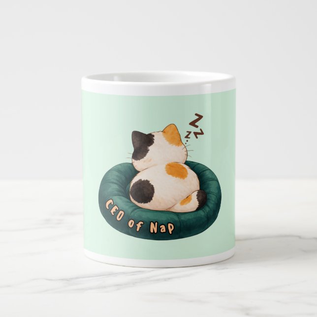 Grande Tasse "PDG de Nap" Chat dormant sur le canapé (Devant)