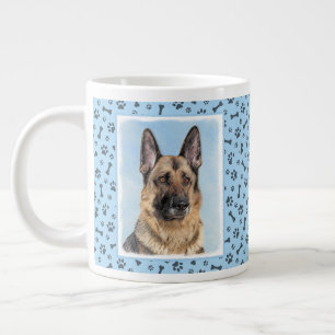 Grande Tasse Peinture berger allemande - jolie art original chi