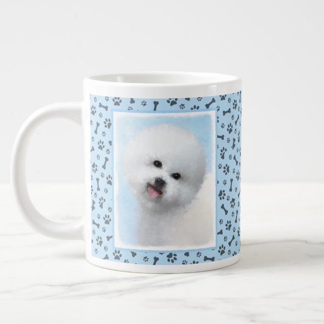 Grande Tasse Peinture Bichon Frise - Cute Original Chien Art (Gauche)