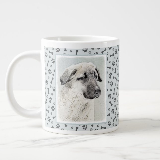 Grande Tasse Peinture de berger anatolienne - Art original de c (Gauche)