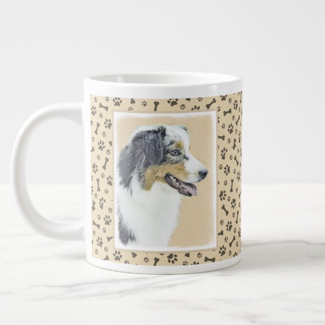 Grande Tasse Peinture de berger australien - Art original de ch (Gauche)