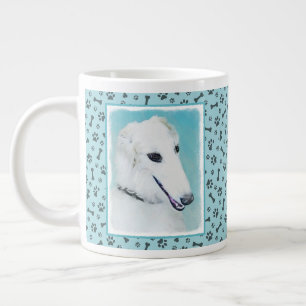 Grande Tasse Peinture de Borzoi (Blanc) - Joli Chien d'origine
