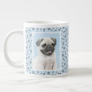 Grande Tasse Peinture de carlin - Joli art original de chien