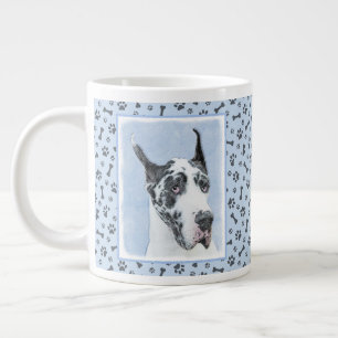 Grande Tasse Peinture de Great Dane (Arlequin) - Art original d