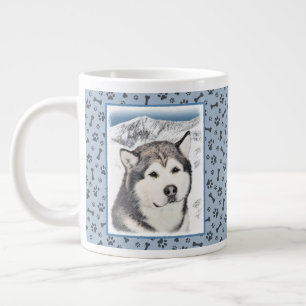 Grande Tasse Peinture de malamut en Alaska - jolie art original