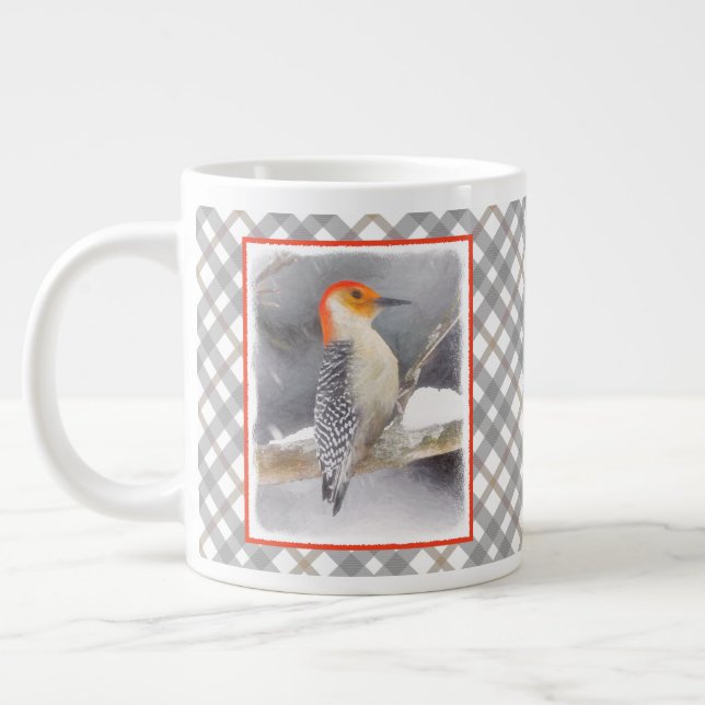 Grande Tasse Peinture de pic à ventre rouge Art original (Gauche)
