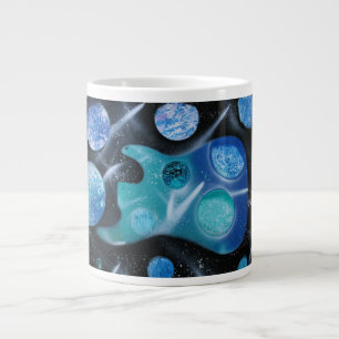 Grande Tasse peinture de planètes de vert bleu de guitare bass