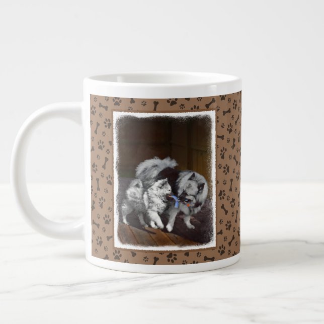 Grande Tasse Peinture Keeshond Playtime - Jolie art original ch (Gauche)