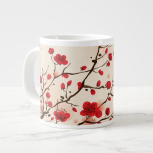 Grande Tasse Peinture orientale de style, fleur de prune au