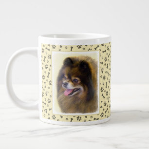 Grande Tasse Peinture Poméranienne Noir et Tan Art Chien origin