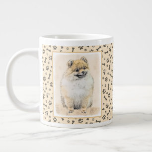 Grande Tasse Peinture Poméranienne (orange) - Art Chien origina