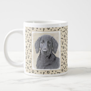 Grande Tasse Peinture Retriever à revêtement plat - Art Chien o