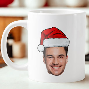 Grande Tasse Père Noël Chapeau de Noël Photo de Visage Personna