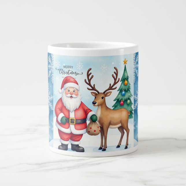 Grande Tasse Père Noël et renne, Joyeux Noël (Devant)