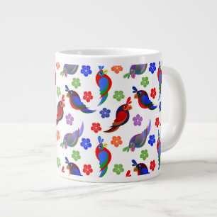 Grande Tasse Perroquets et fleurs