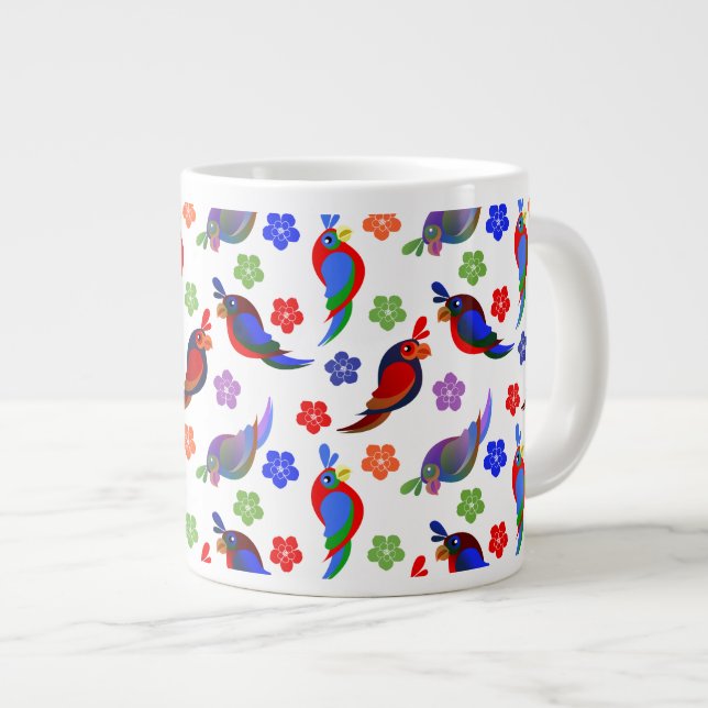 Grande Tasse Perroquets et fleurs (Devant droit)