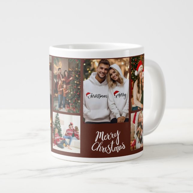Grande Tasse Personalized Family Christmas Photo Mug (Devant droit)