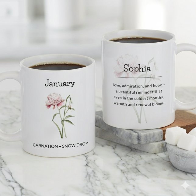 Grande Tasse Personalized January Birth Month Flower (Personalized January Birth Month Flower Giant Coffee Mug)