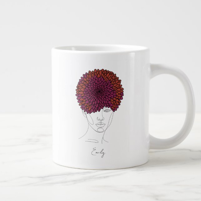 Grande Tasse Personalized November Birth Flower Portrait (Droite)