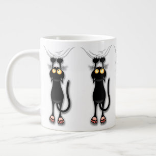 Grande Tasse Personnage de chat drôle qui gratte le tissu