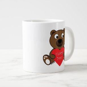 Grande Tasse Personnalisable Cute Brown Bear with Heart Je t'ai