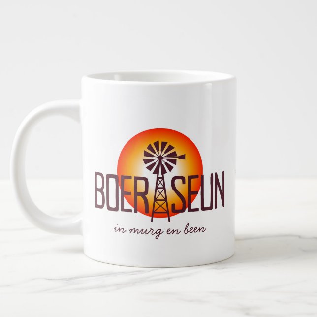 Grande Tasse Personnalisé / Custum BOERSEUN Windpomp Afrikaans (Gauche)