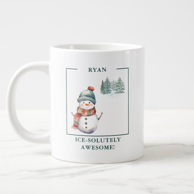 Grande Tasse Personnalisé "Ice Solument Génial !" Snowman Mug (Gauche)