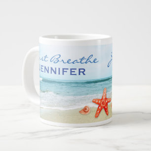 Grande Tasse Personnalisé Just Breathe at the Beach