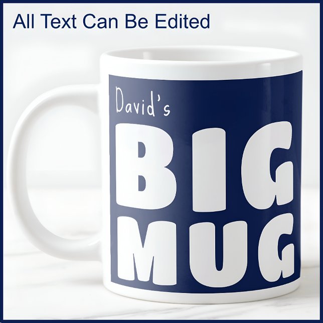 Grande Tasse Personnalisé Nom Big Mug Navy Blue C41 Fun Novelty (Créateur téléchargé)