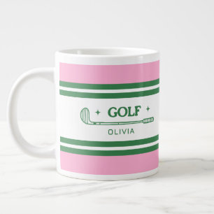 Grande Tasse Personnalisé Pink & Green Golf Personnalisé