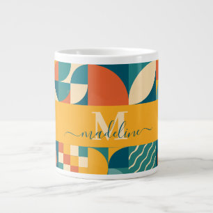 Grande Tasse Personnalisé Retro géométrique coloré