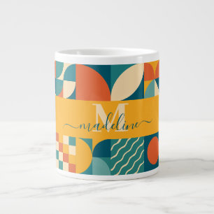 Grande Tasse Personnalisé Retro géométrique coloré