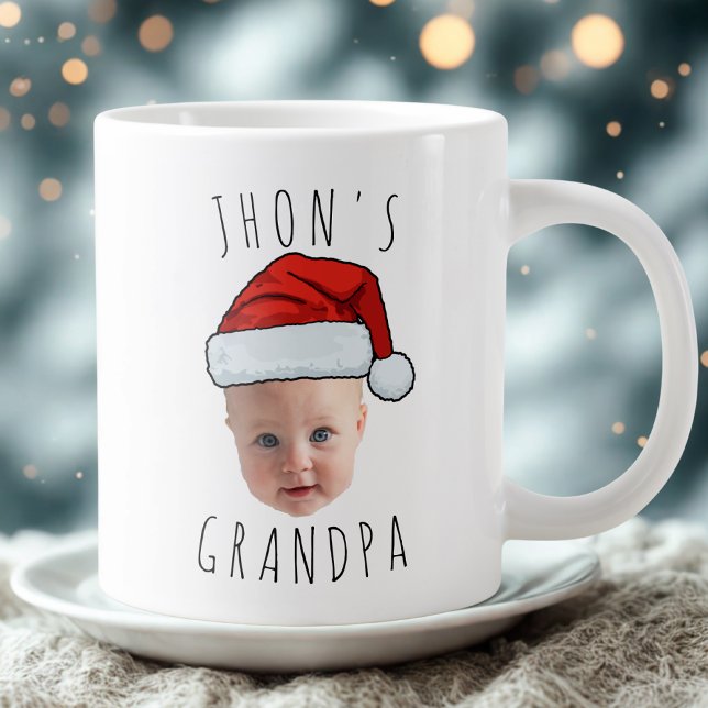 Grande Tasse Personnalisé Visage bébé Père Noël Chapeau Photo d (Créateur téléchargé)