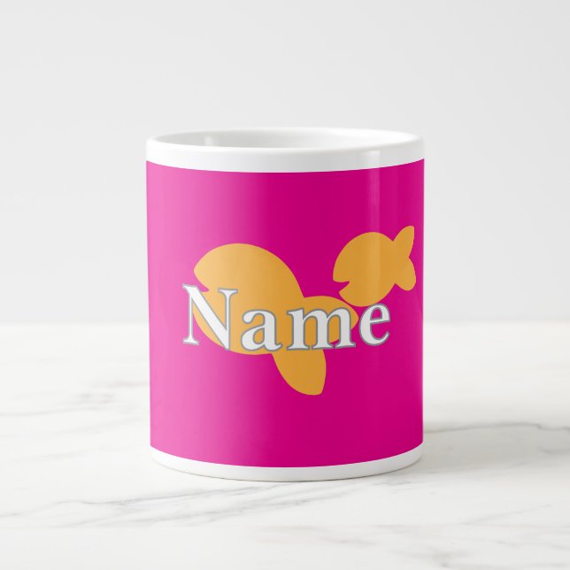 Grande Tasse Personnaliser le poisson rose chaud (Devant)