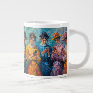 Grande Tasse Personnes du 19e siècle utilisant des smartphones