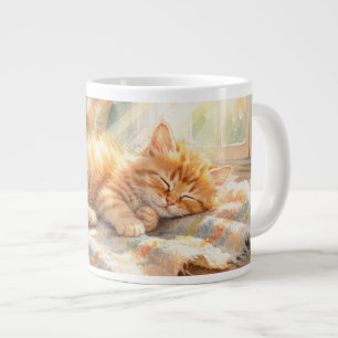 Grande Tasse Petit chaton mignon se prélassant au soleil 