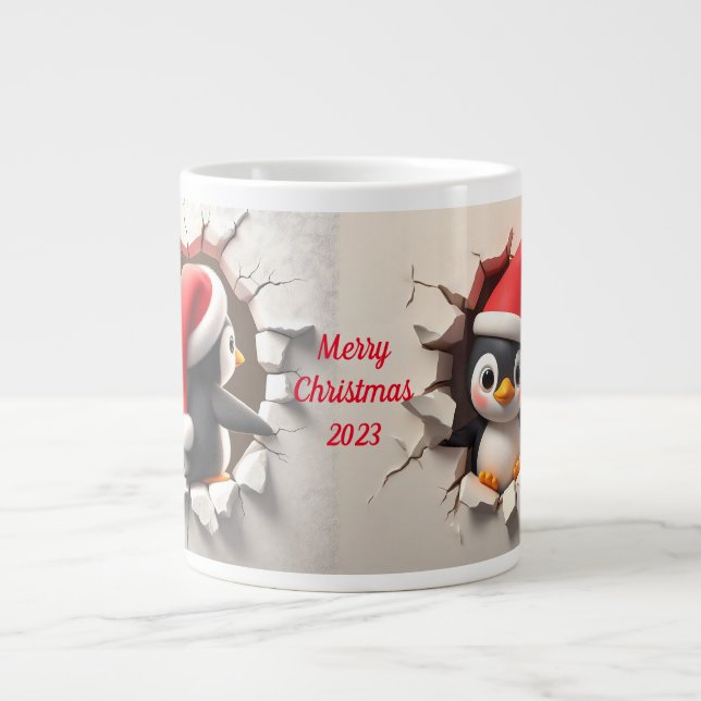 Grande Tasse Petit déjeuner en 3D de Noël (Devant)