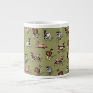 Grande Tasse Petites chèvres en vert - Motif de troupeau de chè