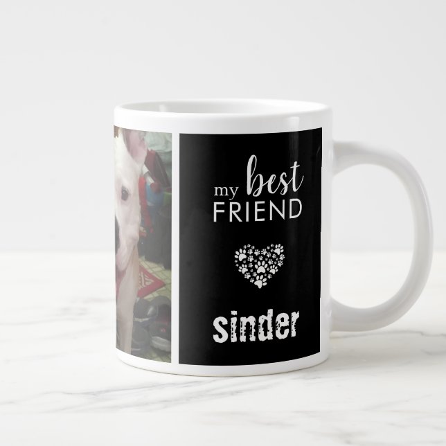 Grande Tasse Photo de chien Mon meilleur ami Noir (Droite)