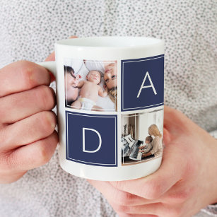 Grande Tasse Photo de papa moderne Collage personnalisé Mug de 