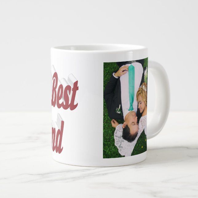 Grande Tasse Photo du mari avec texte bordeaux Géant Café Mug (Devant droit)