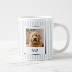 Grande Tasse Photo personnalisé de nom de compagnie rayé