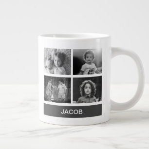 Grande Tasse Photo personnalisée en noir et blanc