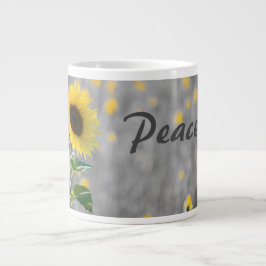 Grande Tasse Phrase "Paix", Champ de tournesols, Noir & Blanc