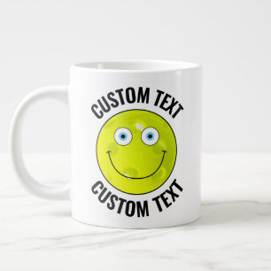 Grande Tasse Pickleball Personnalisé Visage Heureux Et Texte Pe