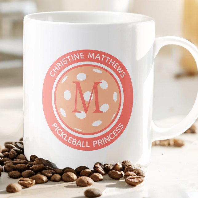 Grande Tasse Pickleball Princess Funny Citation Nom Peach Initi (Créateur téléchargé)
